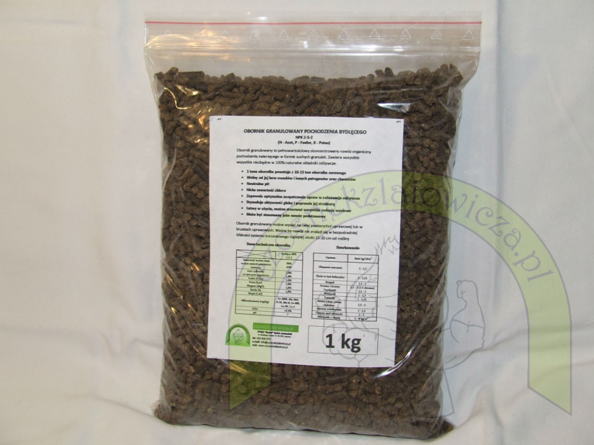 Obornik granulowany pochodzenia bydlęcego 1 kg Obornik granulowany pochodzenia bydlęcego 1 kg
